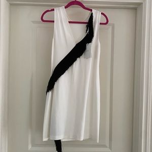 A.L.C. White dress with black fringe detail